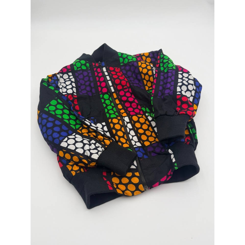 Niki Kay Bomber Jacket African Geometric Polka Dot Patchwork Zip kids 6 7 8